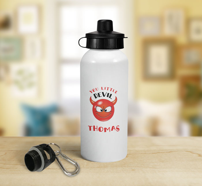 personalised little devil sports water bottle