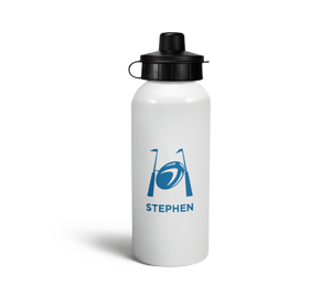 personalised blue rugby sports water bottle