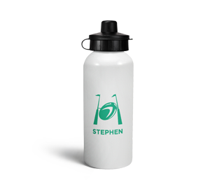 personalised green rugby sports water bottle