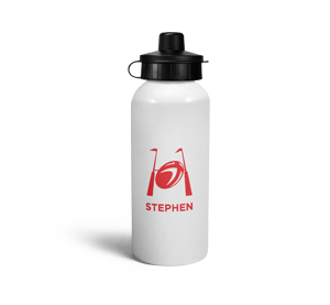 personalised red rugby sports water bottle